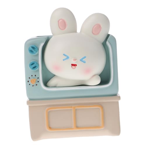 Operitacx Kaninchen-Kissen-Stifthalter Schreibwaren-Organizer Kawaii Schreibtisch dekor Bürodekoration Geschenke das Geschenk Desktop-Ornament aus Harz Desktop-Stifthalter Kosmetik Hase Tier von Operitacx