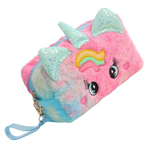 Operitacx Kosmetiktasche Damen Reißverschluss Schminktasche mit Einzigartigem Einhorn Design Leicht Tragbar Vielseitig für Reise und Alltag Robuste Makeup Tasche für Frauen Blau von Operitacx