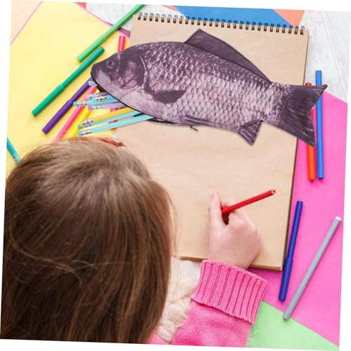 Operitacx Lustiges Federmäppchen Fischform mit Reißverschluss Realistisches Design Vielseitig als Stifte und Kosmetiktasche Langlebiges Nylon für Schule und Alltag von Operitacx