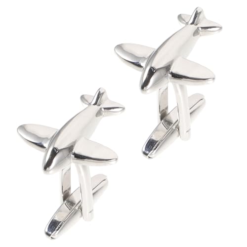Operitacx Manschettenknöpfe Herren Silber Flugzeug Design aus Reinem Kupfer Anzug Cufflinks für Hemd Langlebig Dekorativ und Sicher für Formelle Anlässe von Operitacx