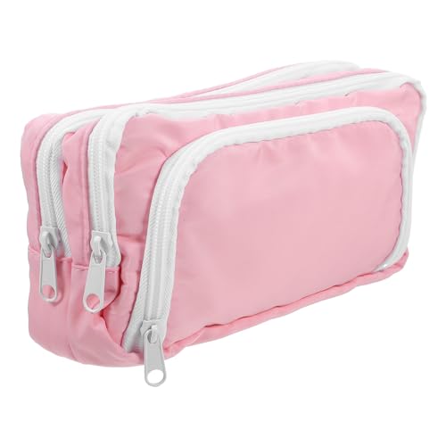Operitacx Netz-Federmäppchen: Federmäppchen mit Großem Fassungsvermögen 3 Fächer Make-Up-Handtasche Schreibwaren-Organizer Tragbarer Bleistift-Marker-Halter für Schulbüro von Operitacx