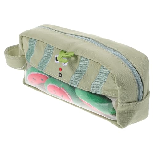 Operitacx Niedliches Grünes Wassermelonen Mäppchen aus Canvas mit Großem Fassungsvermögen Geräumiges Stifteetui für Schüler Praktische Federmappe zur Aufbewahrung von Schreibutensilien und von Operitacx