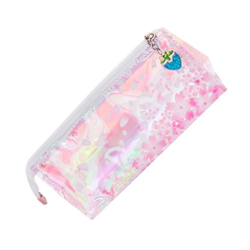 Operitacx Pinkes Mädchen Federmäppchen mit Transparentem Reflektierendem Kirschblüten Design Großer Kapazität Stifttasche Multifunktional als Federmäppchen und Kosmetiktasche für Schule und von Operitacx