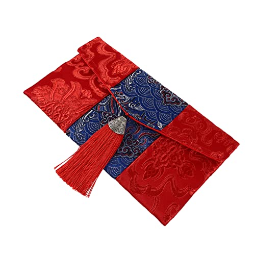 Operitacx Rotes Geldpaket Geldbeutel Für Damen Schmale Brieftasche Im Chinesischen Stil Besticktes Muster Brokatmaterial Für Glücksgeld von Operitacx