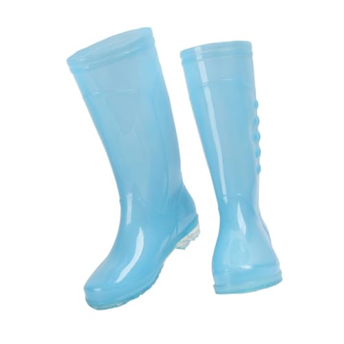 Operitacx Transparenter Damen Regenstiefel aus Langlebigem PVC Rutschfest und Verschleißfest Hoher Schaft Modisch und Leicht für Outdoor und Alltag Farbverlaufsblau von Operitacx