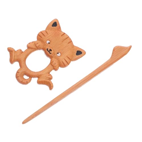 Operitacx Vintage Holz Katzenbrosche Eleganter Retro Schalclip Vielseitige Anstecknadel für Damen und Herren Dekorativer Pullover Umhangverschluss Modisches Accessoire für Strickmode von Operitacx