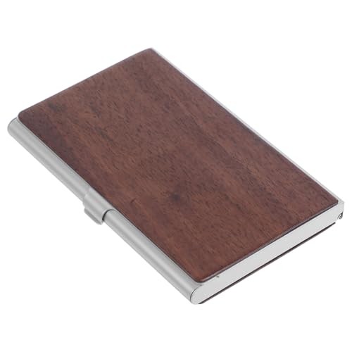 Operitacx Visitenkartenhalter aus Metall mit Holzmaserung Eleganter Tragbarer Kartenetui für Büro Zuhause für Damen zur Organisierten Aufbewahrung von Visitenkarten von Operitacx