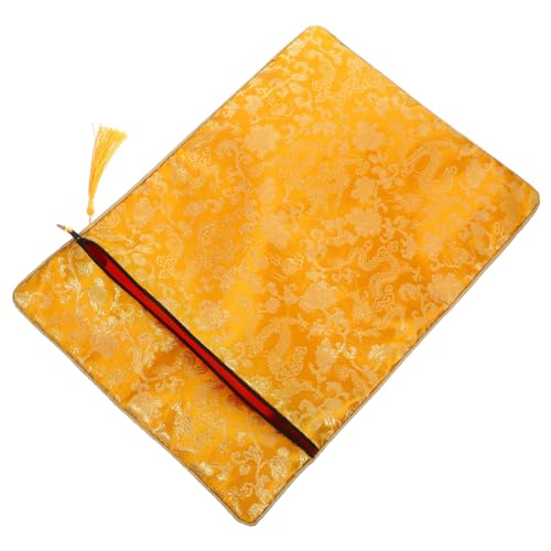 Operitacx Zipper Tasche für Bücher und Schreibwaren Multifunktionale Aufbewahrung für Notizen Dokumente und Bürobedarf Praktische und Stilvolle Schreibtasche Gelbes Drachenmuster von Operitacx