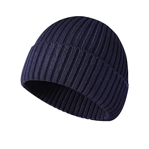 Ophestin Beanie Aufrollen Edge Schädeldecke Fisherman Beanie Unisex Beanie für Damen & Herren Marineblau von Ophestin