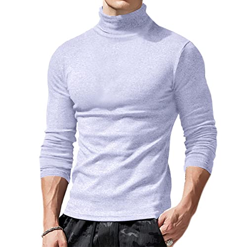 Ophestin Herren Basic Rollkragen Top Pullover Slim Fit Langarm Pullover Rollkragen Shirt Casual Bluse Sweatshirts, weiß, L von Ophestin