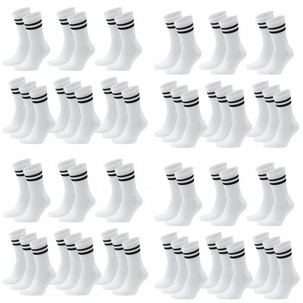 Opi and Max 3 oder 24 Paar Sportsocken mit Streifen aus Bio-Baumwolle 90% Bio-Baumwolle, Unisex für Männer & Frauen – Bequeme, Strapazierfähige Alltagssocken von Opi and Max
