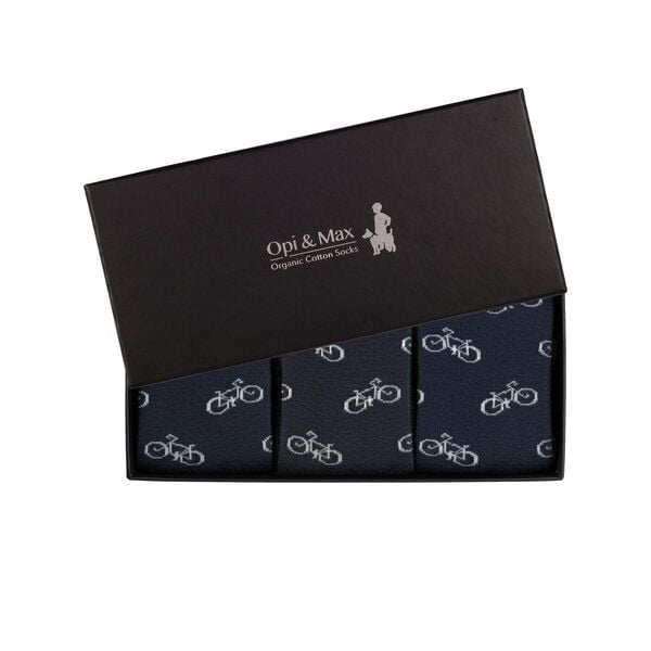 3 Paar Fahrradmuster Socken aus Bio-Baumwolle (90% GOTS-zertifiziert) Opi & Max von Opi & Max