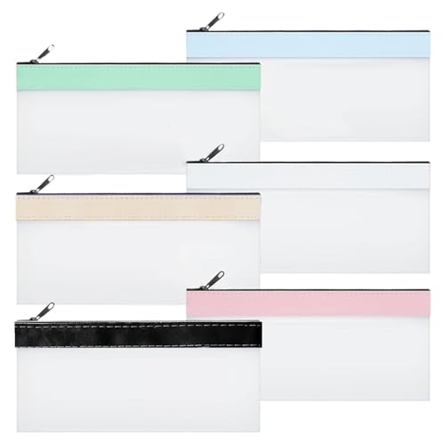 6 Stück Geldbeutel – transparente Geldumschläge, hochwertige TPU-Münzbeutel | Geldbeutel, Münzbeutel, Geldaufbewahrungstasche mit Reißverschluss, tragbare Banktaschen für Bargeld, Reisepässe und Werts von Opilroyn