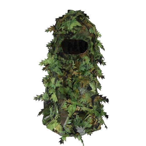 Blatt-Tarnung Kopfbedeckung - 3D Voll-Tarn Kapuze für Jagd, Angeln und taktische Outdoor-Nutzung mit atmungsaktivem Stoff | Realistische blätterne Design-Gesichtsabdeckung Zubehör für Camping von Opilroyn