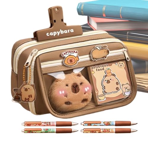 Capybara Federmäppchen aus Plüsch | Lustiges und originelles 9-lagiges Federmäppchen mit großer Kapazität – niedliches mehrschichtiges Federmäppchen mit Capybara-Aufdruck, Café Maillard, Se référer au von Opilroyn