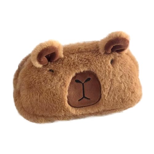 Capybara Pencil Case - Kawais Plüsch -Stiftbeutel, Neuheitstierstiftbox | 3D Capybara Stationery Organizer Mit Weicher Reißverschluss, Lustiger Plüschbeutel Für Schulmaterial Im Klassenzimmer Rucksack von Opilroyn