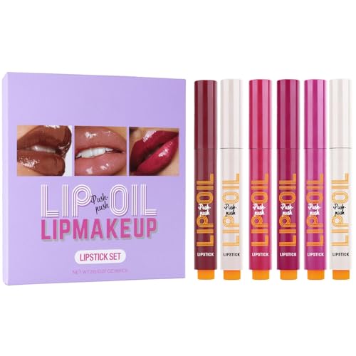 Feuchtigkeitsspendendes Lippenstift-Set – Lipgloss Mit Aufpolsternder Wirkung, Festes Lippenstift-Gloss-Set, Wasserfestes Gloss-Stift-Set, Aufpolsternde Lippenöl-Kollektion, Lipgloss-Set Für Frauen von Opilroyn