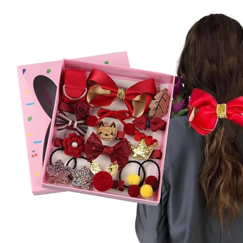 Haarschmuck-Set für Mädchen, Haar-Accessoires für Mädchen, Haargummi-Set mit Haarspangen, 18-faches Haar-Set für Mädchen, Haarstyling-Werkzeuge von Opilroyn