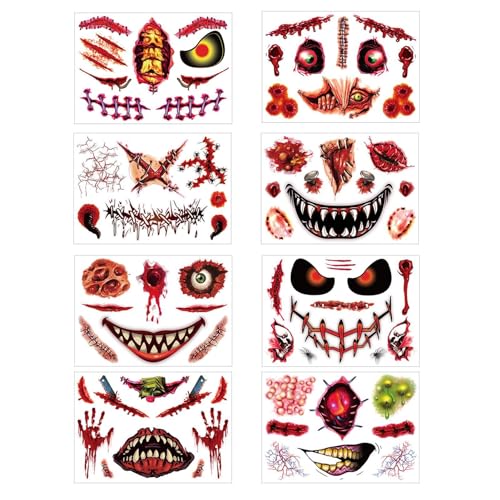 Halloween Aufkleber Wunden, Halloween Make-up Kit | Kreative Gesicht Make-up Aufkleber - 2024 Halloween Lustige Gesichter Aufkleber, falsche Narben Make-up für Puppen von Opilroyn
