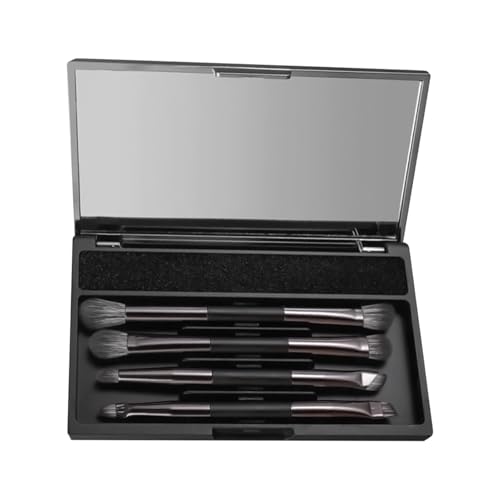 Make-up Pinsel Set mit Gehäuse, doppelseitige Make-up-Pinsel | 4 Stück Zweiseitige Make-up-Bürsten | Kosmetikwerkzeuge mit Reinigungsschwamm, Frauen Tragbare Werkzeuge von Opilroyn