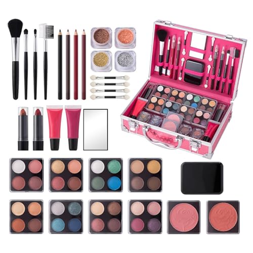 Make-up-Set für Anfänger, Make-up-Set für Damen - Komplettes Kosmetik-Set für Anfänger mit Tasche für den Zug, Highlighter-Pinsel-Set für Lidschatten mit Make-up-Box für von Opilroyn
