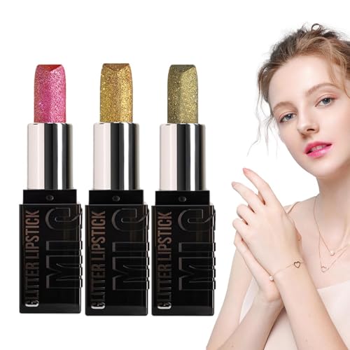 Matte Glitter Lipgloss, Matte Lipstick - Lipgloss Matte Lip Gloss 3er Set | Antihaft-Becher, feuchtigkeitsspendend, hochglänzend für tägliches oder Party-Make-up von Opilroyn