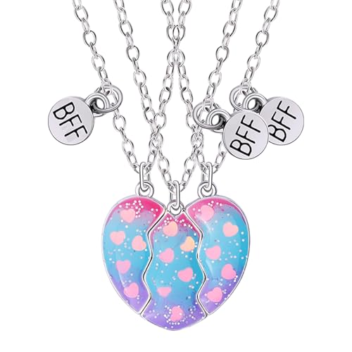 Opilroyn Freundschaftskette, magnetischer Herzanhänger, Best Friends Forever, Freundschaftsketten für 3 - Freundschaftshalskette, Best Friend, Halskette, Geschenk für 3 Mädchen, passend zum Herzen, Se von Opilroyn