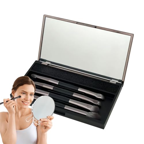 Opilroyn Reise-Make-up-Pinsel-Set, 4 x doppelseitiges Make-up-Pinsel-Set, Kosmetik-Werkzeuge mit Reinigungsschwamm, tragbare Damen-Kosmetik-Werkzeuge für Gesicht und Augen von Opilroyn