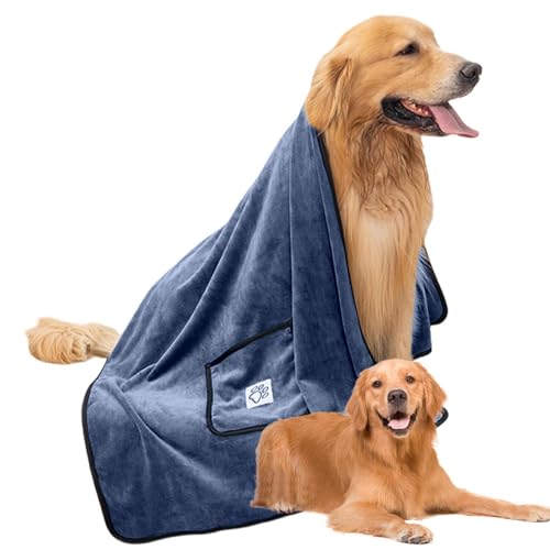 Saugfähiges Hundehandtuch, Tierpflegetuch mit Taschen für die Hände | supersaugfähige Mikrofaser-Hundehandtücher zum Trocknen von Hunden, Handtuch für Hunde von Opilroyn
