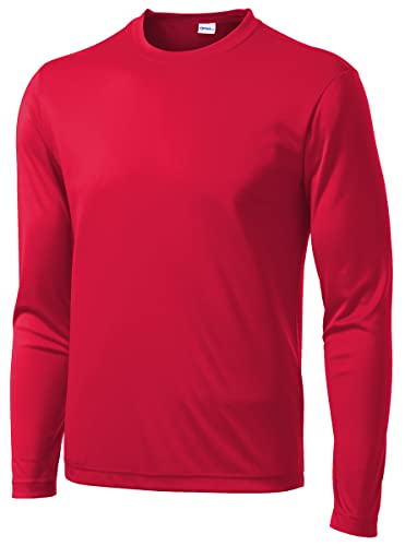 Opna Herren Langarm Feuchtigkeitstransport Athletic-Shirts, Rot/Ausflug, einfarbig (Getaway Solids), XX-Large Hoch von Opna