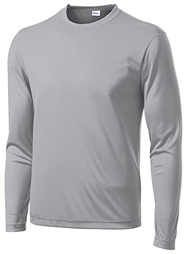 Opna Herren-Shirt, langärmlig, feuchtigkeitsableitend, sportlich, silber, X-Large Hoch von Opna