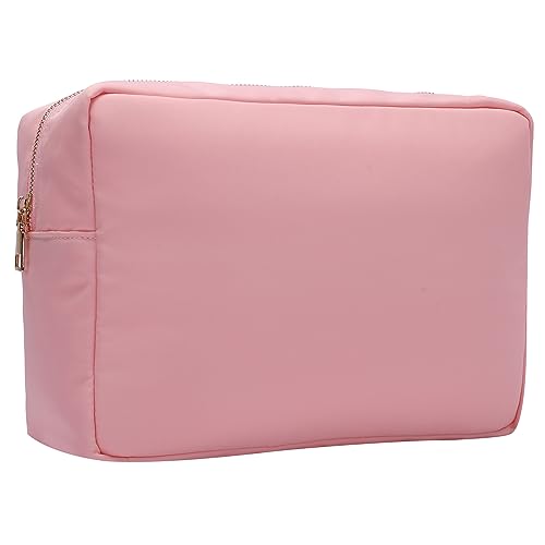 Opnseqia Preppy Patch Make-up Taschen Glitzer Buchstaben Reise Kosmetiktasche Nylon Wasserdicht Toilerty Taschen für Frauen/Mädchen, Pink, XL, Preppy Make-up Organizer Tasche von Opnseqia