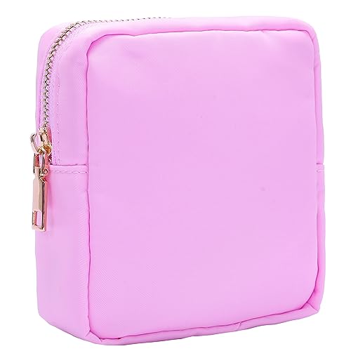 Opnseqia Preppy Patch Make-up Taschen Glitzer Buchstaben Reise Kosmetiktasche Nylon Wasserdicht Toilerty Taschen für Frauen/Mädchen, Violett, S, Preppy Make-up Organizer Tasche von Opnseqia