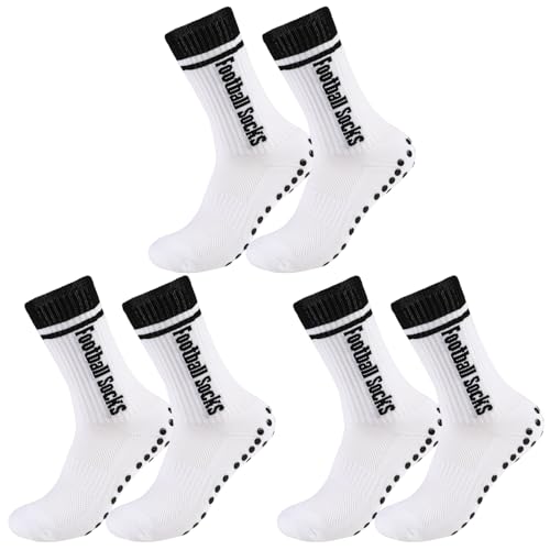 Opopark 3 Paare Fußballsocken für Herren Damen,39-46 Sportsocken Anti Rutsch Grip Fußball Socken,Rutschfeste Sportsocken für Fussball Basketball Laufen von Opopark