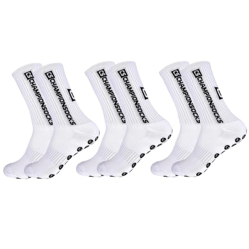 Opopark 3 Paare Fußballsocken für Herren Damen,39-46 Sportsocken Anti Rutsch Grip Fußball Socken Rutschfeste Sportsocken für Fussball Basketball Laufen(weiß) von Opopark