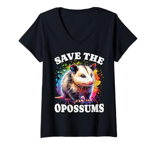 Damen Beutelratte Save Opossum T-Shirt mit V-Ausschnitt Damen Beutelratte Save Opossum T-Shirt mit V-Ausschnitt von Opossum Designs Für Damen Und Herren