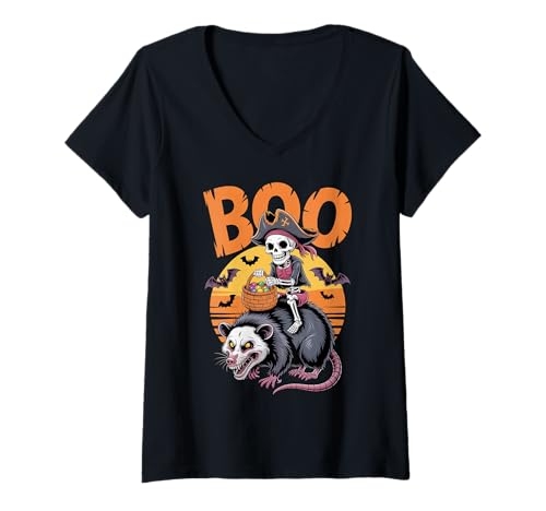 Damen Gruseliges Opossum Kostüm an Boo Opossum Halloween T-Shirt mit V-Ausschnitt Damen Gruseliges Opossum Kostüm an Boo Opossum Halloween T-Shirt mit V-Ausschnitt von Opossum Halloween kids, women, men