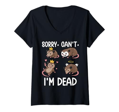 Damen TUT Mir leid, kann Nicht, ich Bin tot, Opossum Humor T-Shirt mit V-Ausschnitt Damen TUT Mir leid, kann Nicht, ich Bin tot, Opossum Humor T-Shirt mit V-Ausschnitt von Opossum Humor And Wildlife Fun