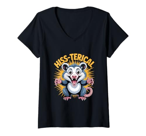 Damen HISS-TERICAL Lustiges Opossum Tierwitz Humor T-Shirt mit V-Ausschnitt Damen HISS-TERICAL Lustiges Opossum Tierwitz Humor T-Shirt mit V-Ausschnitt von Opossum Humor Spruch Tierwitz Possum Meme