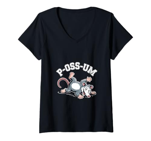 Damen Wortspiel Opossum Humor P OSS UM Lustig Cartoon T-Shirt mit V-Ausschnitt Damen Wortspiel Opossum Humor P OSS UM Lustig Cartoon T-Shirt mit V-Ausschnitt von Opossum Humor Wortspiel Lustig Tier Cartoon