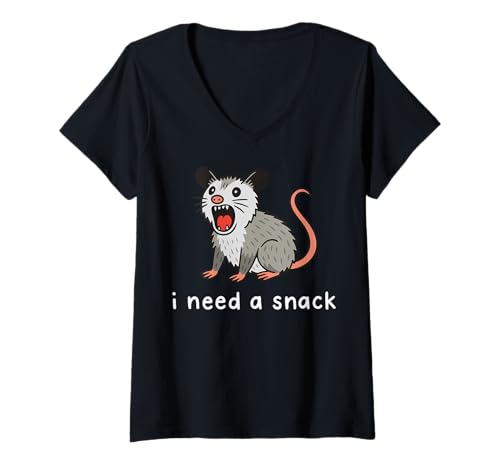 Damen I Need A Snack T-Shirt mit V-Ausschnitt Damen I Need A Snack T-Shirt mit V-Ausschnitt von Opossum Snack Lustig Meme Feinschmecker