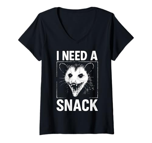 Damen I Need A Snack T-Shirt mit V-Ausschnitt Damen I Need A Snack T-Shirt mit V-Ausschnitt von Opossum Snack Lustig Meme Feinschmecker