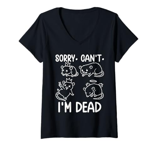 Damen Lustiges Opossum Fake Death Humor Zitat T-Shirt mit V-Ausschnitt Damen Lustiges Opossum Fake Death Humor Zitat T-Shirt mit V-Ausschnitt von Opossum Trash Humor