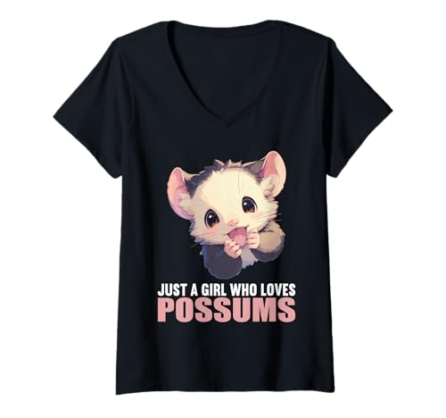 Damen Opossums Opossum T-Shirt mit V-Ausschnitt von Opossums Opossum Tier Shop