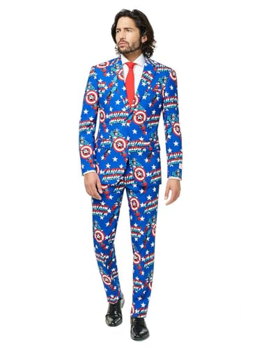 Marvel Captain America Anzug für Herren bestehend aus Sakko, Hose & Krawatte, 56 von OppoSuits