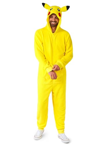OppoSuits Adult Unisex Pikachu Onesie - Pokémon One-piece Pyjamas - Loose Fit - Inklusive Taschen - Gelb von OppoSuits
