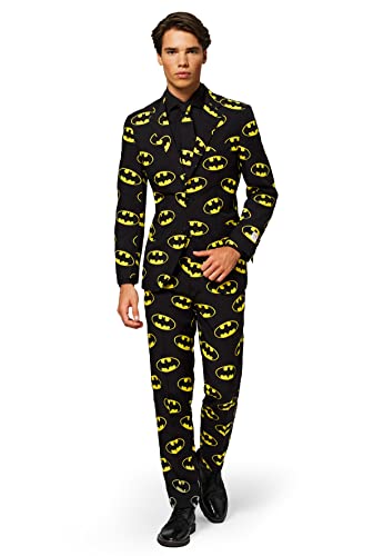 OppoSuits Halloween-Kostüm für Herren - Anzug mit Batman-Logo - Tailliertes Outfit - Schwarz und Gelb - Inklusive Blazer, Hose und Krawatte von OppoSuits