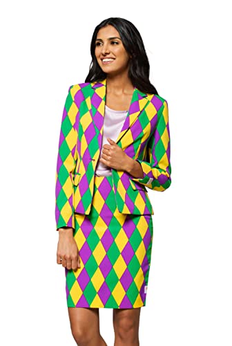 OppoSuits Damen Anzüge mit bunten Prints - Komplettes Set mit Bleistiftrock und Jacke,Größe:US10/ UK 14 / DE 40,Harlequeen von OppoSuits