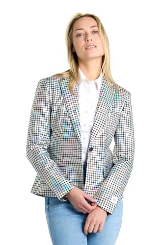 OppoSuits Damen-Blazer - Discoballer-Anzugjacke - Holografisches Silber - Partykostüm von OppoSuits
