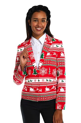 OppoSuits Damen-Blazer - Weihnachtsanzugjacke - Rot - Urlaubskleidung von OppoSuits